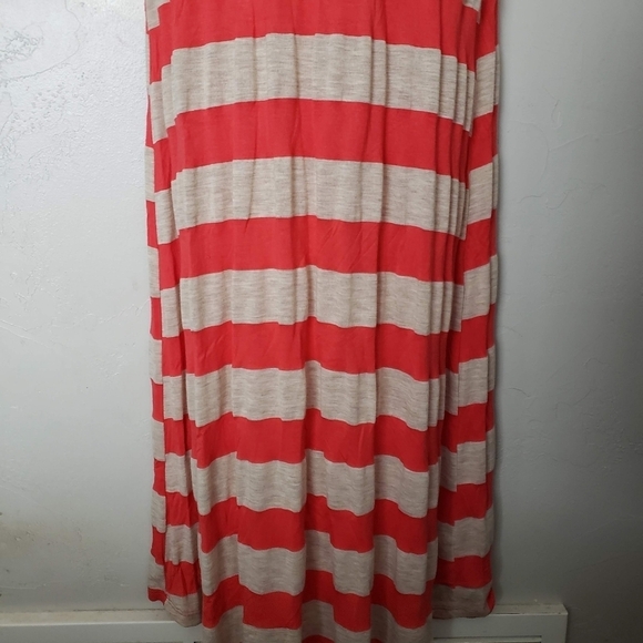 Green Apple Coral Beige Striped Maxi Dress Racerback Lightweight - Picture 4 of 8